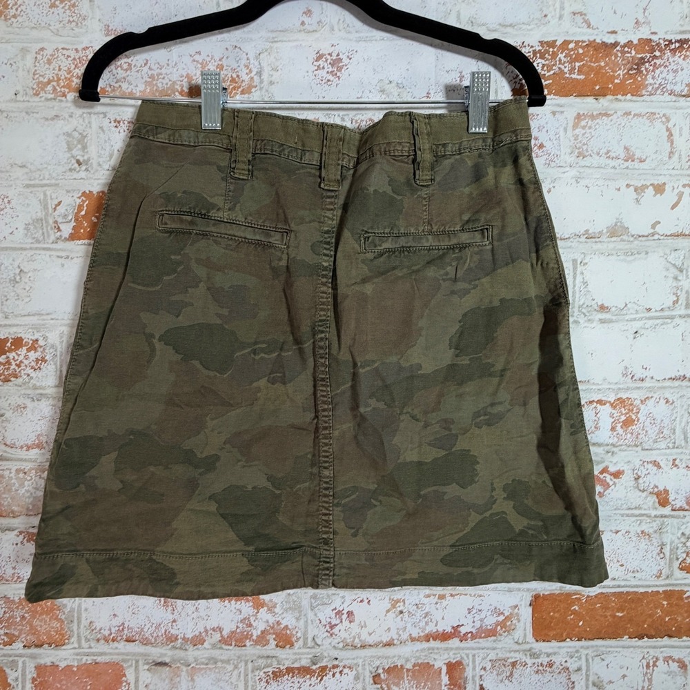 Anthropologie Camo Mini Skirt Womens 8 Green Camouflage Button Front Utility - Picture 3 of 4